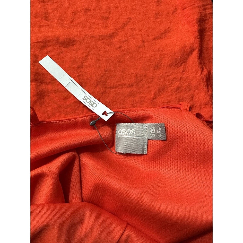 NWT ASOS Design Orange Strappy V Neck Leg Slit Ankle Dress size 4 - Picture 4 of 5